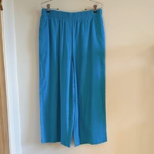 3 / 40$ Bright Blue Linen-Blend Palazzo-Style Capris